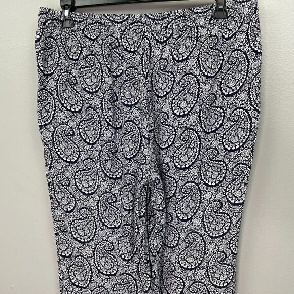 Talbots Floral Paisley Pants Womens Plus X Navy Blue Pull On Lightweight - Picture 6 of 9